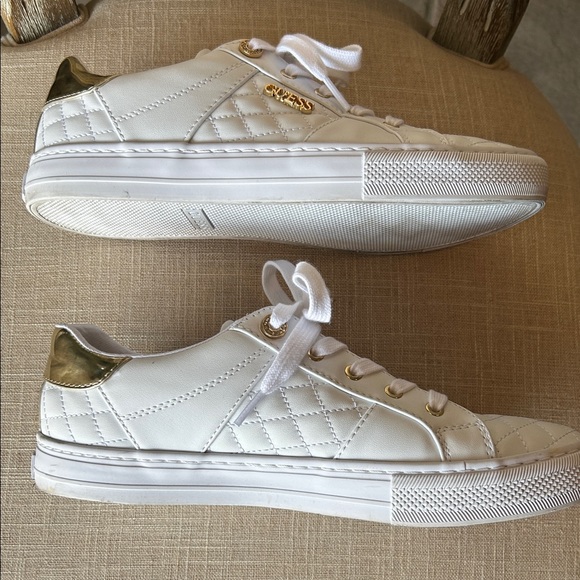 GUESS White & Gold Sneakers - Picture 4 of 13